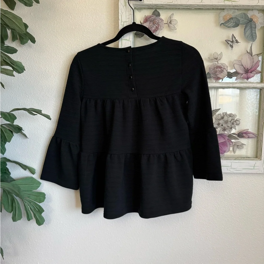 J.Crew Black Textured Peplum Top Women’s XXS NWT